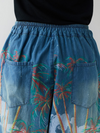 Women's Elastic Waist jeans Wide Leg Printed Pants Bottom