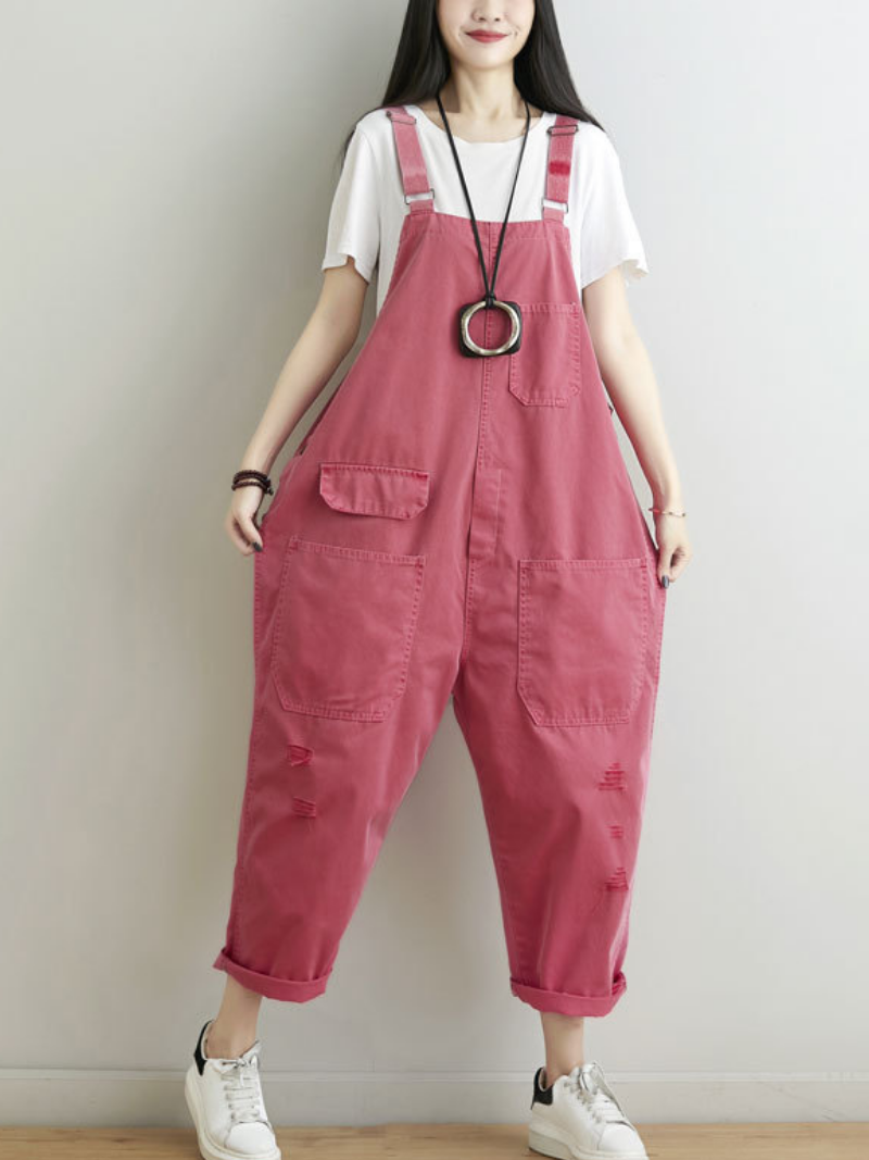 Women's Front and Back Pockets Casual Overalls Dungaree