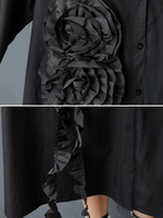 Confidence in Motion Shirt Dress — Flowy Mesh with Sculptural Rosette