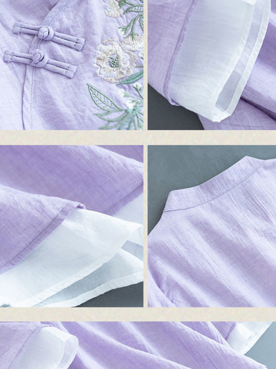 Women's Spring and Summer Embroidered Vintage Tops