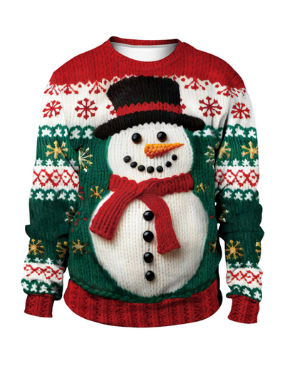 Women's  Stylish Snowman Christmas Tree Printing Sweater