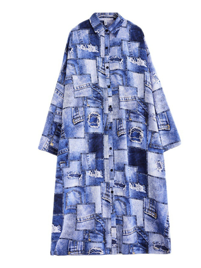 Women's  Luxurious Side Pockets Printed Shirt dress