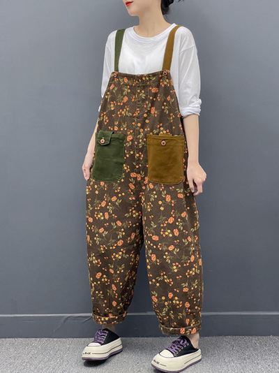 Women's Various Styles Printed Large Size Dungarees