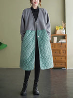 Velvet Diamond Quilted Cotton Coat for Women | Loose Winter Overcoat
