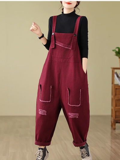 Women's Wine Red Dungarees