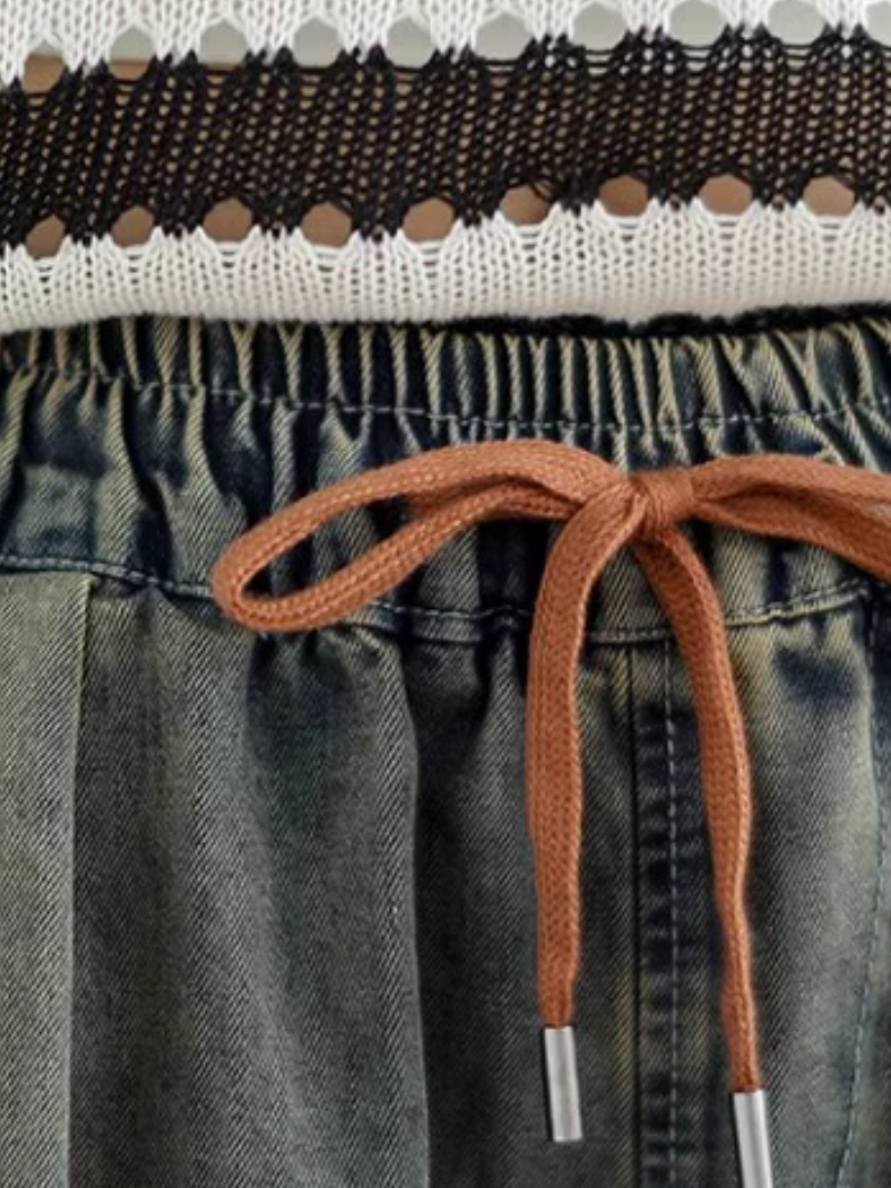 Bottoir brodé à taille haute et à taille haute occasionnelle des femmes