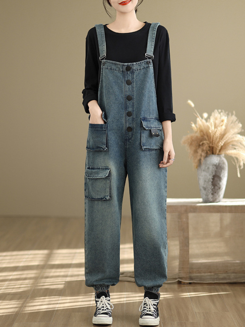Women New Artical Three-Dimensional Pocket  Dungarees
