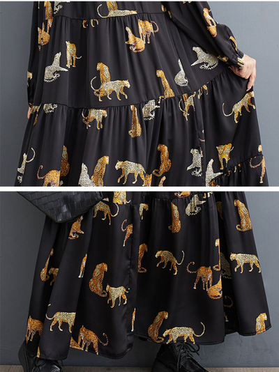 Women's Fashionable Loose Tiger Printed A-Line Dress