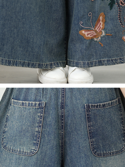 Women's All-Day Comfort and Stylish Embroidery Loose Bottom