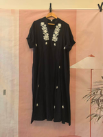 Women's Flower Embroidered Trumpet Sleeves A-Line Dress