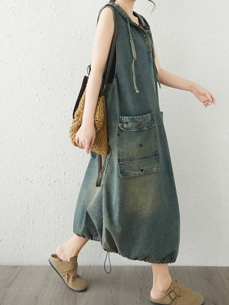 Weekend Freedom Denim Dress — Effortless, Relaxed Silhouette with Handy Pockets