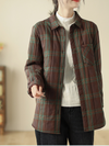 Women's Winter Warm Plaid Button-Up Coat