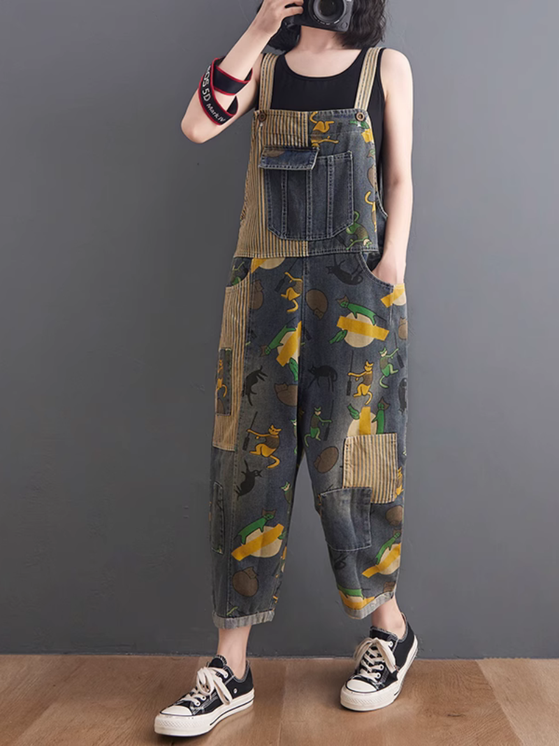 Women's Cartoon Printed Dungaree