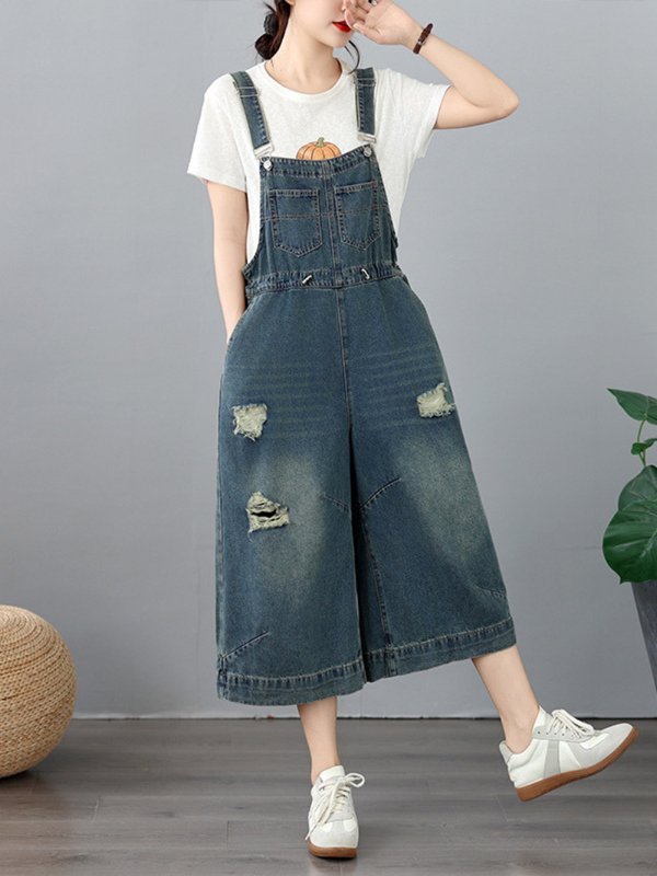 Confidence-Boosting Weekend Denim Overalls with Wide-Leg Crop and Effortless Fit