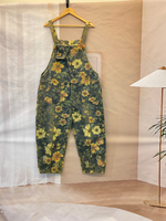 Wildflower Print Dungarees - Loose Tapered Leg Fit