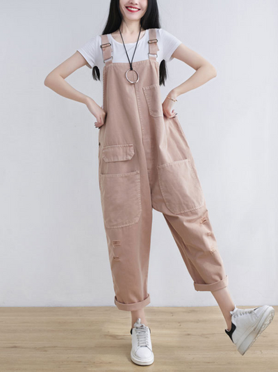 Women's Front and Back Pockets Casual Overalls Dungaree