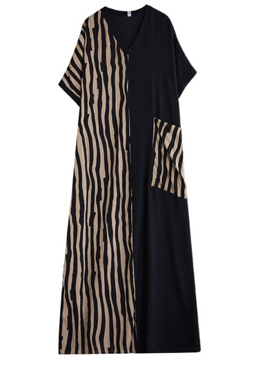 Women's Summer Button-Up Front Large Pockets Kaftan Dress