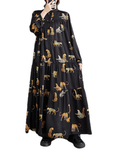 Women's Fashionable Loose Tiger Printed A-Line Dress