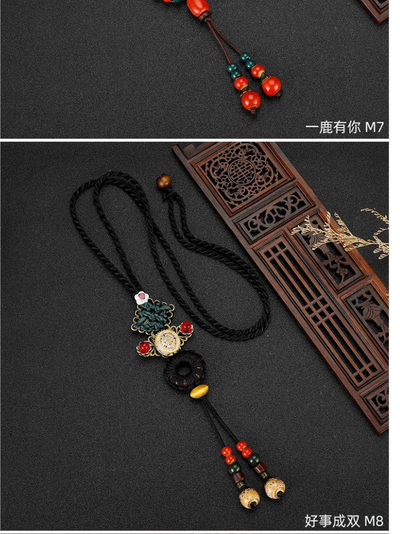 Chinese Aesthetic Ethnic Style Chain Women's Retro Hand-woven Chinese Style Ceramic Necklace Pendant