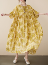 Women's Yellow Cotton Smock Dress