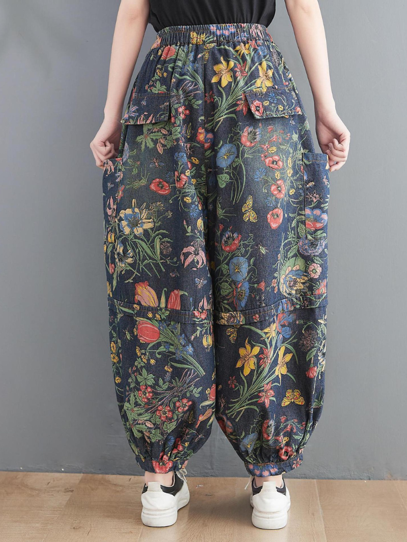 Women's  Vintage Charm Floral Baggy Style Bottom