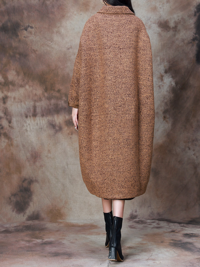 Women's Cozy Cocoon-Shaped Woolen Long Knee-Length Warm Coat