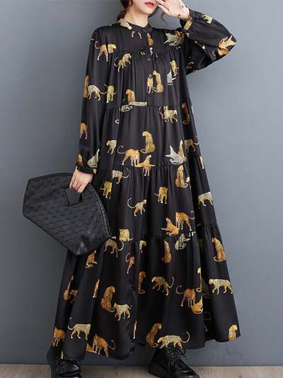 Women's Fashionable Loose Tiger Printed A-Line Dress