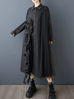 Confidence in Motion Shirt Dress — Flowy Mesh with Sculptural Rosette