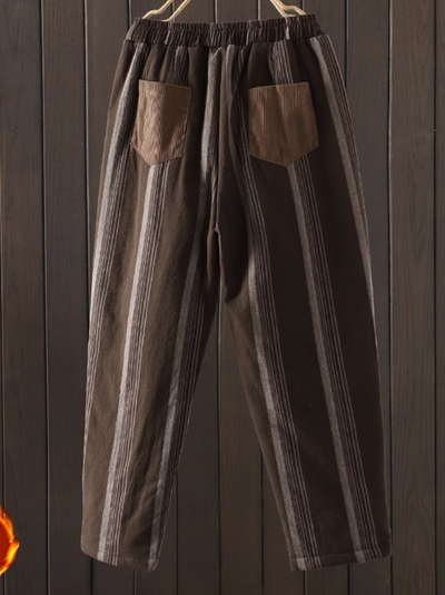 Women's Comfortable Wardrobe Loose Vertical Striped Bottom Pant