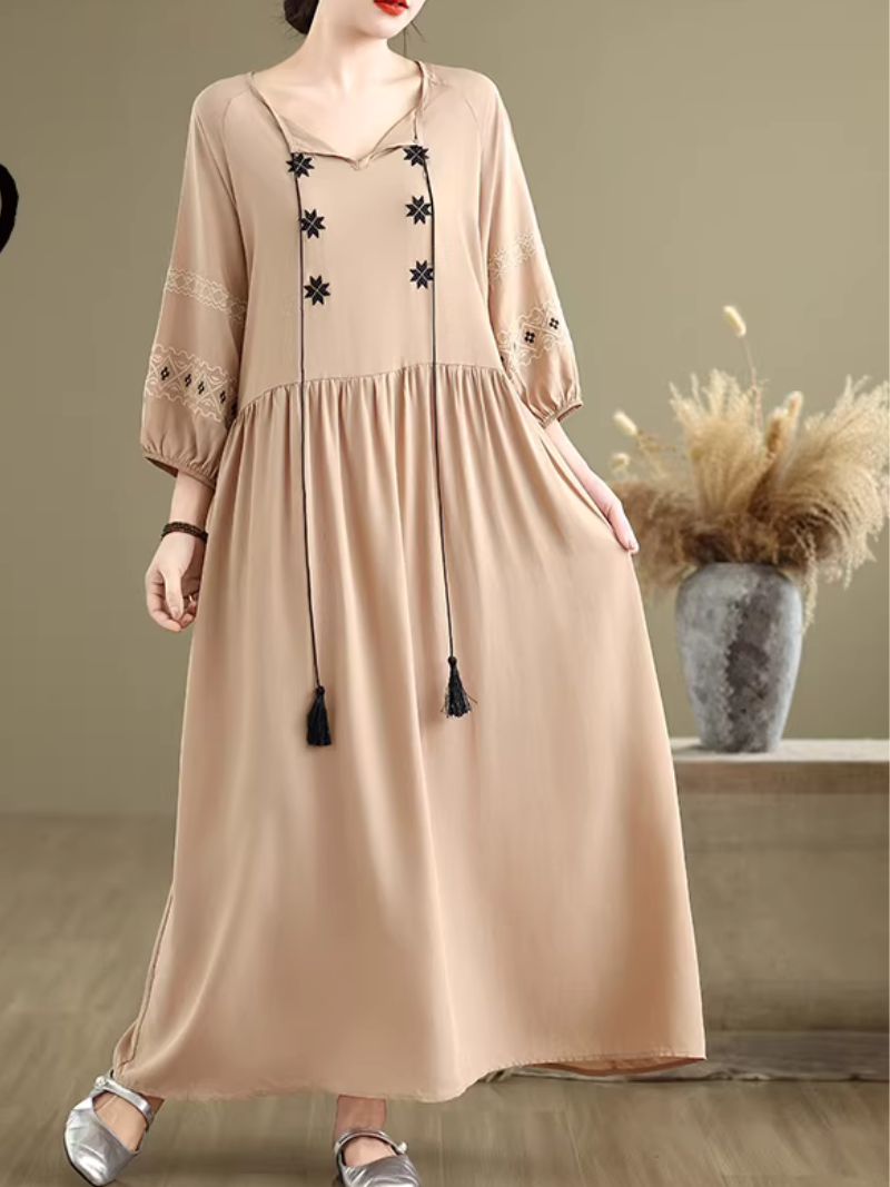 Artful Relaxed Drawstring Denim Cotton Pants, Women’s Baggy Jeans with Tapered Cuff