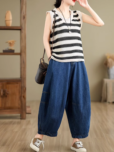 Women's Retro Loose Casual Wide Leg Pants Bottom