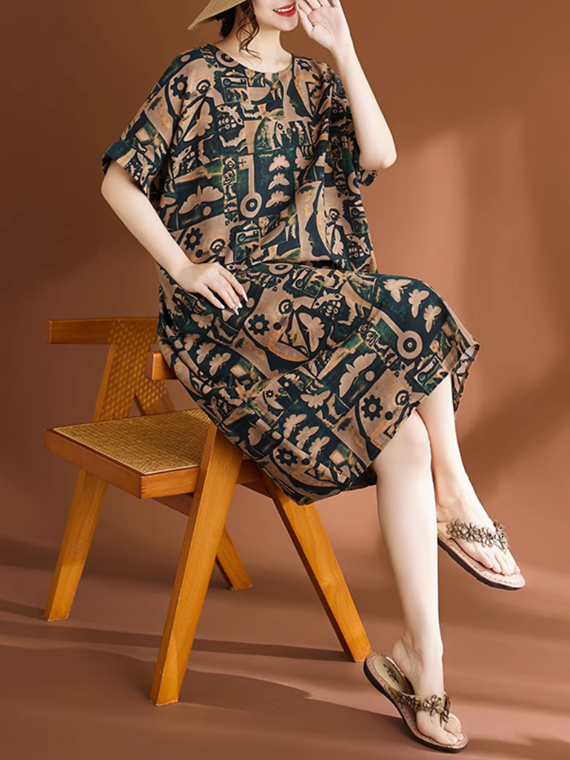 Women's Beautiful & Unique Summer Printed Midi-Dress