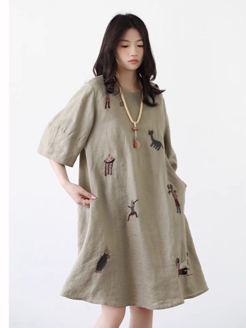 Women's Green  short sleeves ensure all-day comfort DRess