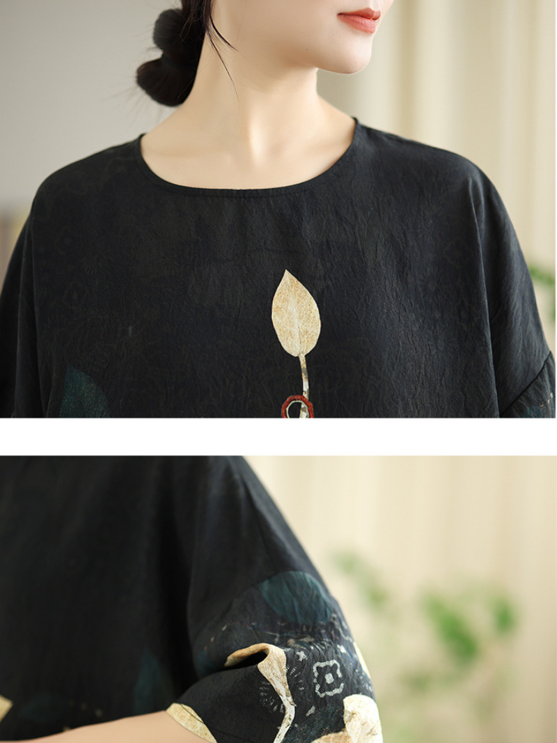Weekend-to-Work Confidence Blouse — Flowy Chiffon Blend, Artful Botanical Print Style