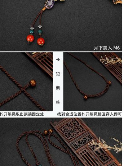 Chinese Aesthetic Ethnic Style Chain Women's Retro Hand-woven Chinese Style Ceramic Necklace Pendant