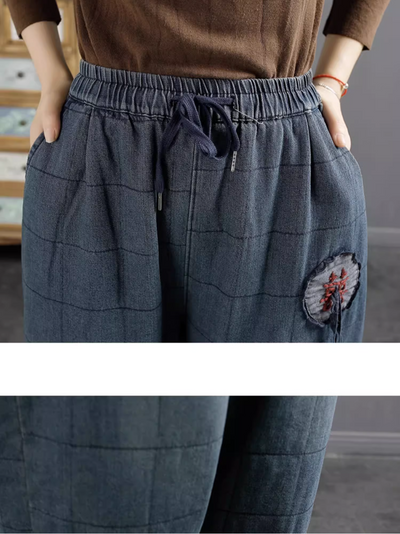 Women's Plus Size Comfortable Patch Denim Harem Bottom