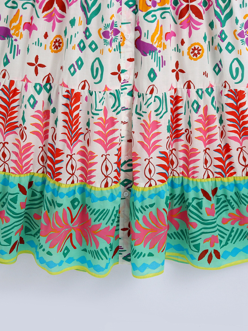 Women's Fashionable Summer Long-sleeved Printed Smock Dress