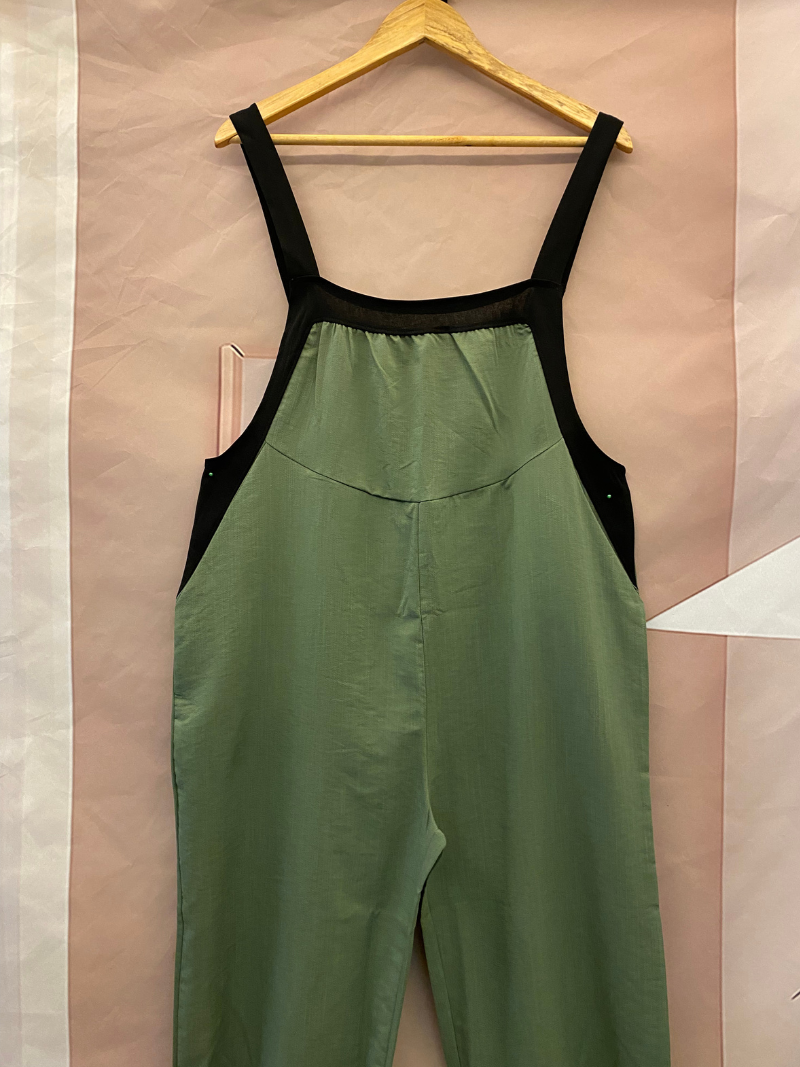 Cropped Hemp Overall Dungarees - Elastic Cuff Design