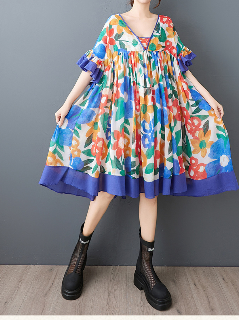 Women's Cool & Stylish Beautiful Summer Floral Printed Midi- Dress
