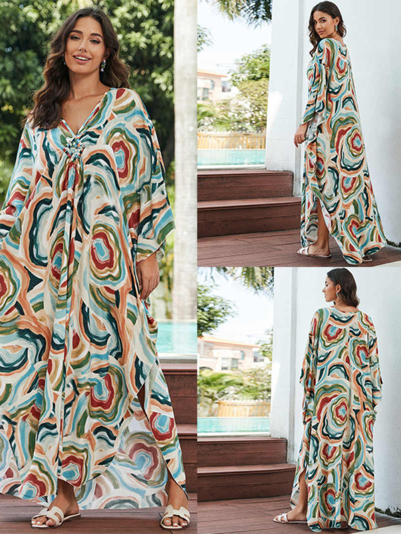 Women's Summer Elevate Beach Cover-Up Long Kaftan Dress