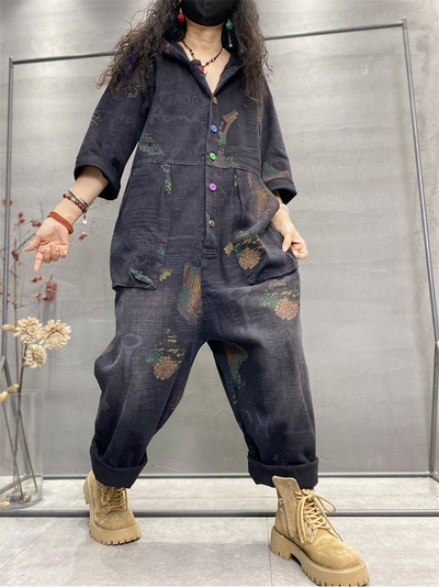 Your Go-To Women's Overall Styles Hooded Printed Dungarees