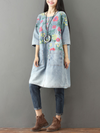Women's Casual & Soft Floral Large Pockets  Midi Dress