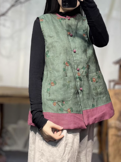 Women's Button-up Warm Printed Jacket