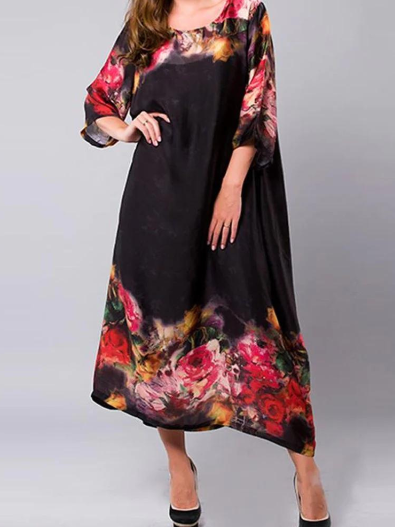 Rose Hem Silk Maxi Dress