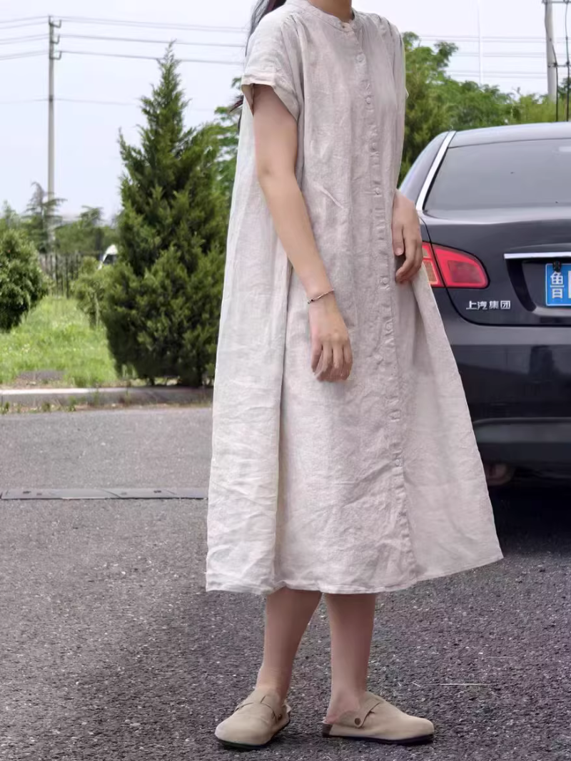 Women's Button Up A-Line Dress 