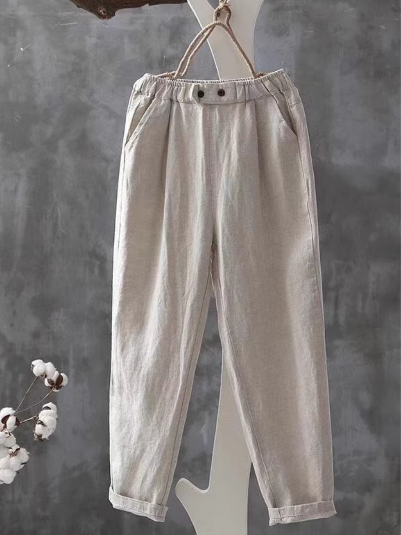Pantalones de lino de verano para mujeres pantalones casuales delgados