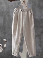 Pantalones de lino de verano para mujeres pantalones casuales delgados