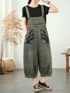 Women's Summer Loose Pants With Flower Pockets Overall Dungaree