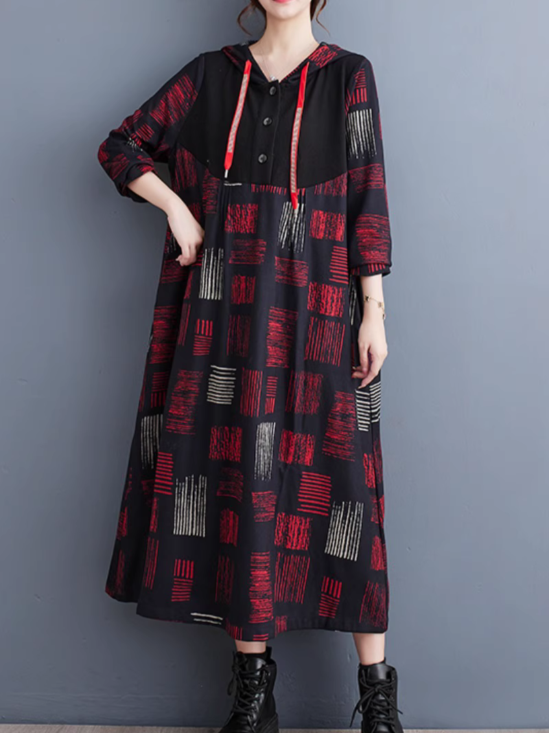 Women's Timeless Grace Printed knee A-Line Dress