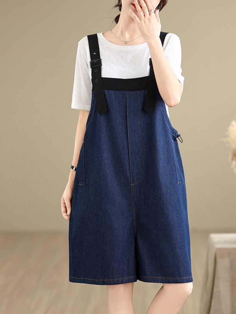 Women's Black Strap Dungaree